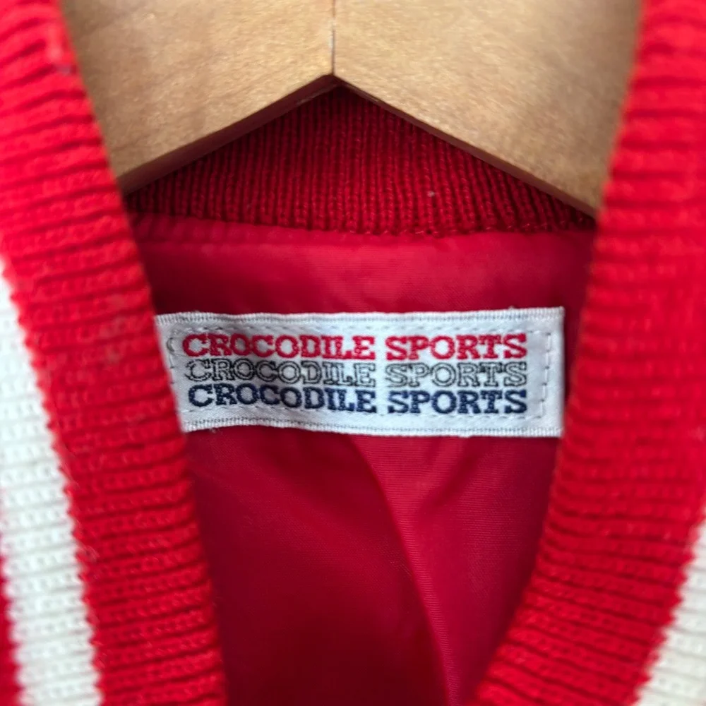 Crocodile Club Vintage Japanese Red Tan Varsity Letterman Jacket Size Medium